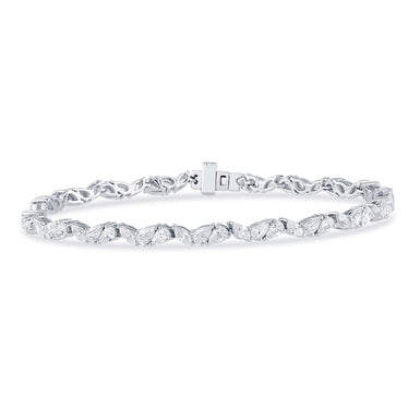 Heirloom 18ct White Gold Marquise and Pear Cut 4.40ctw Diamond Bracelet