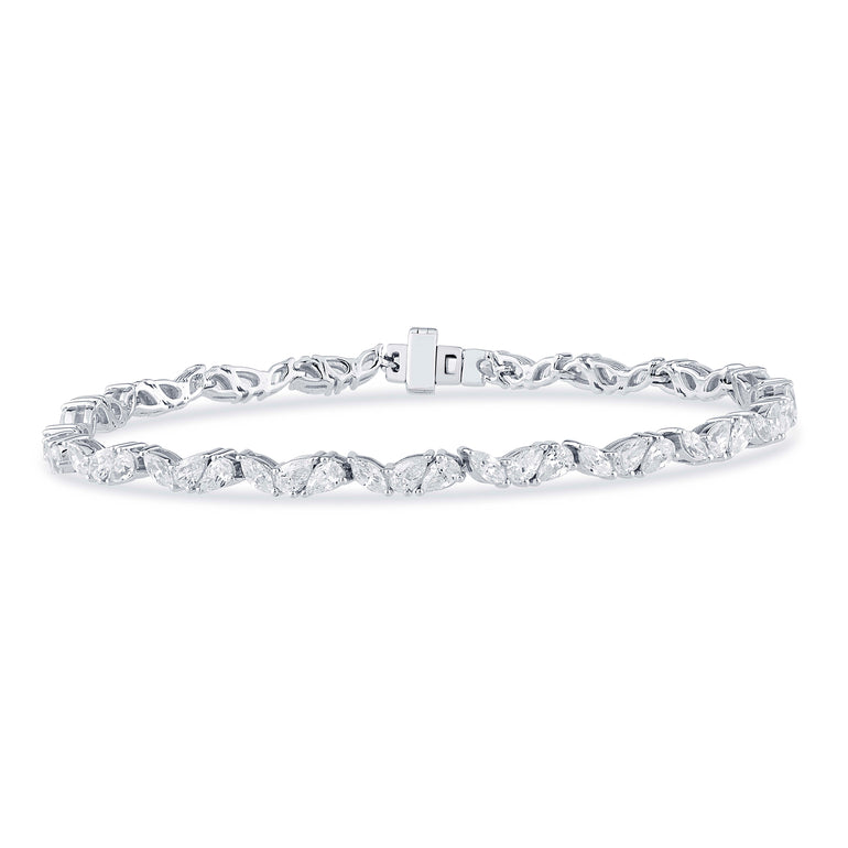 Heirloom 18ct White Gold Marquise and Pear Cut 4.40ctw Diamond Bracelet
