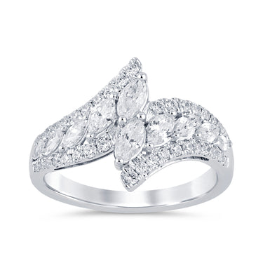18ct White Gold Marquise & Round Cut 1.20ctw Diamond Ring