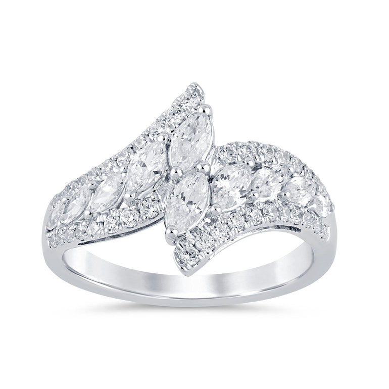 18ct White Gold Marquise & Round Cut 1.20ctw Diamond Ring