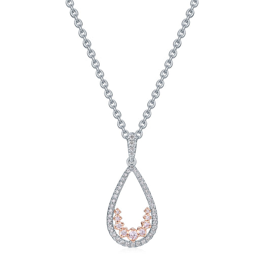 9ct White & Rose Gold Round Cut 0.35 Carat tw Pink & White Diamond Pendant