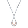 9ct White & Rose Gold Round Cut 0.35 Carat tw Pink & White Diamond Pendant