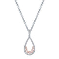 9ct White & Rose Gold Round Cut 0.35 Carat tw Pink & White Diamond Pendant