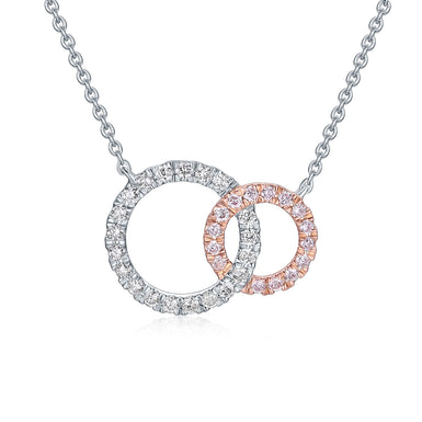 9ct White & Rose Gold Round Cut 0.25 Carat tw Pink & White Diamond Pendant