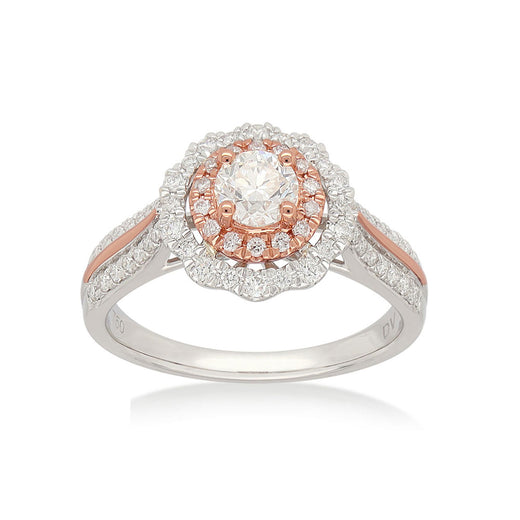 Heirloom 18ct White and Rose Gold Round Cut 0.75 Carat tw Pink Diamond Ring