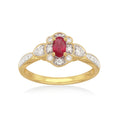 Heirloom 18ct Yellow Gold Oval & Round Cut 5x3mm Ruby Diamond Set 0.20 Carat tw Ring