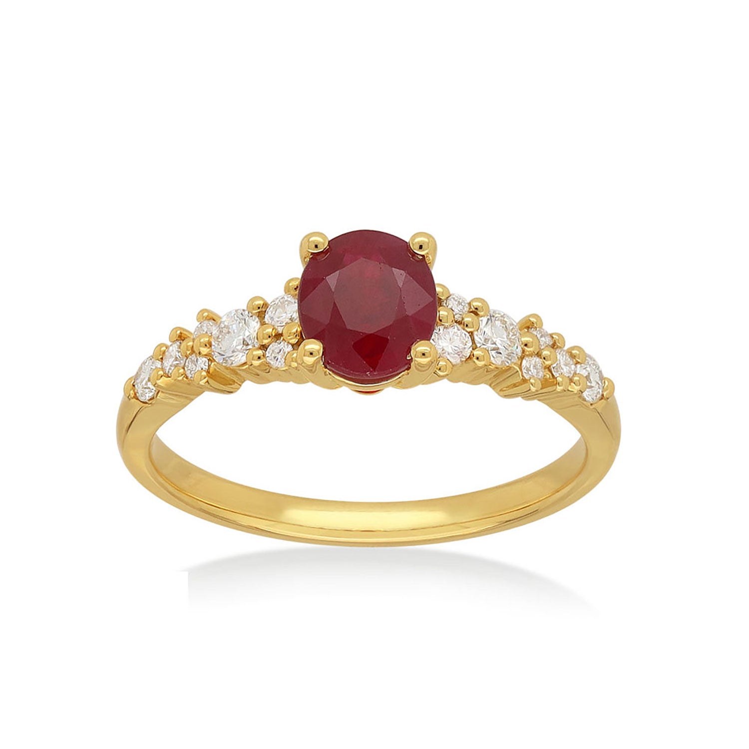 Heirloom 18ct Yellow Gold Round & Oval Cut 6x5mm Ruby Diamond Set 0.25 ...