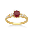 Heirloom 18ct Yellow Gold Round & Oval Cut 6x5mm Ruby Diamond Set 0.25 Carat tw Ring