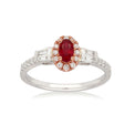 Heirloom 18ct White Gold Tapper & Round & Oval Cut 5x3mm Ruby Diamond Set 0.27 Carat tw Ring