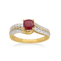 Heirloom 18ct Yellow Gold Cushion & Round Cut 5mm Ruby Diamond Set 0.25 Carat tw Ring