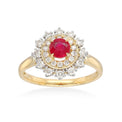 Heirloom 18ct Yellow Gold Round Cut 4.5mm Ruby Diamond Set 0.34 Carat tw Ring