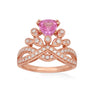 Heirloom 18ct Rose Gold Round & Triangle Cut 6mm Pink Sapphire Diamond Set 0.33 Carat tw Ring