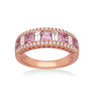 Heirloom 18ct Rose Gold Princess & Baguette & Round Cut 3.5mm Pink Sapphire Diamond Set 0.58 Carat tw Ring