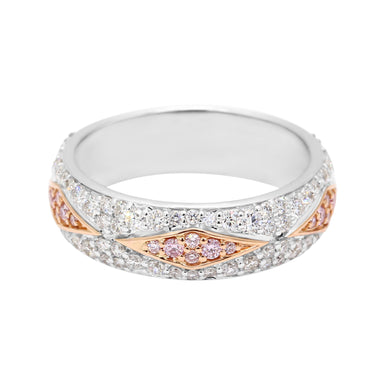 18ct White & Rose Gold Round Cut 0.90 ctw White & Argyle Authenticated Pink Diamond Ring