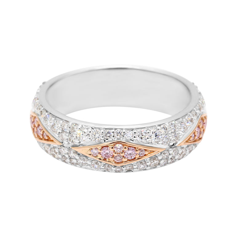 18ct White & Rose Gold Round Cut 0.90 ctw White & Argyle Authenticated Pink Diamond Ring
