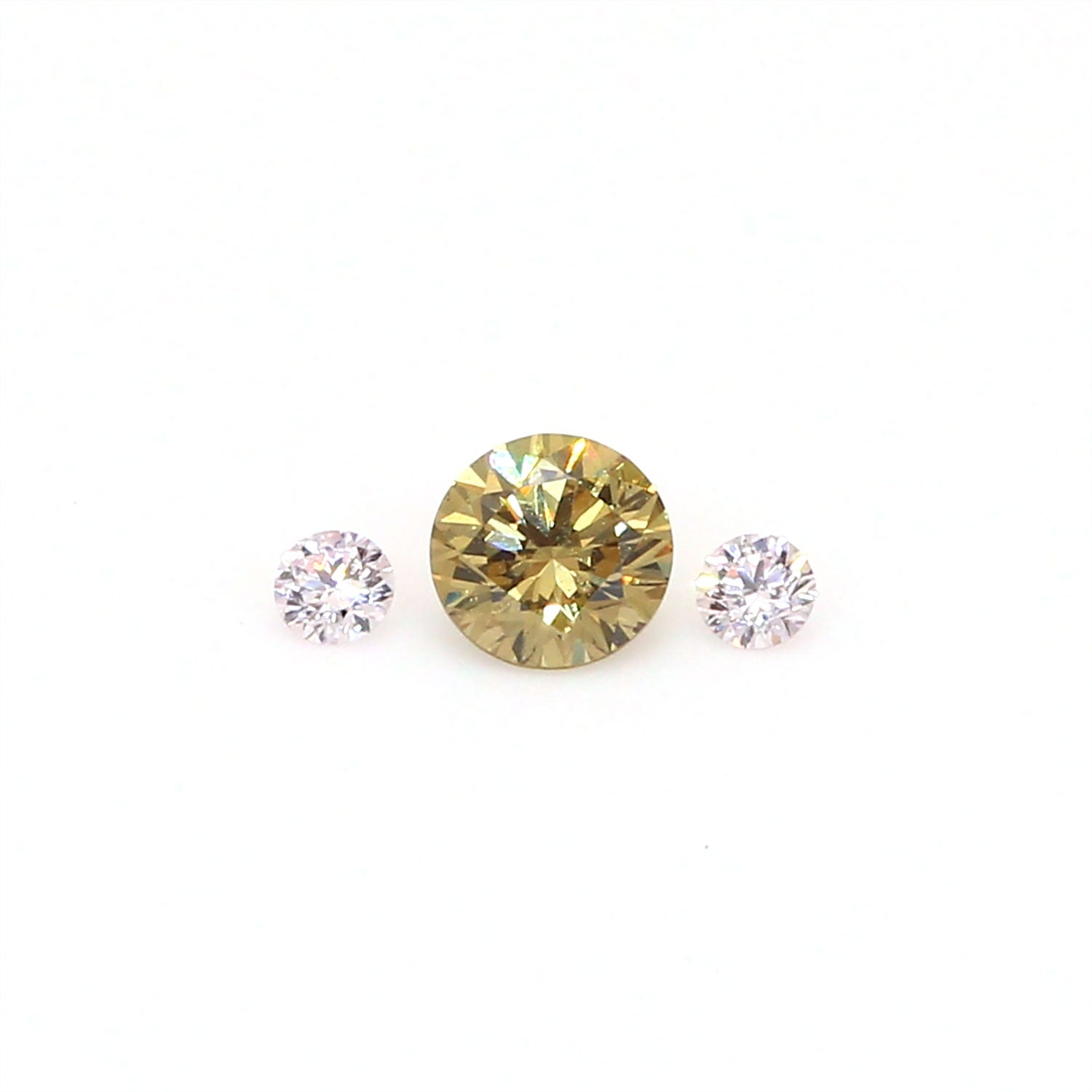 Pack of 3 Round Cut 0.24 Carat tw Fancy Green & Argyle Authenticated Pink Diamonds