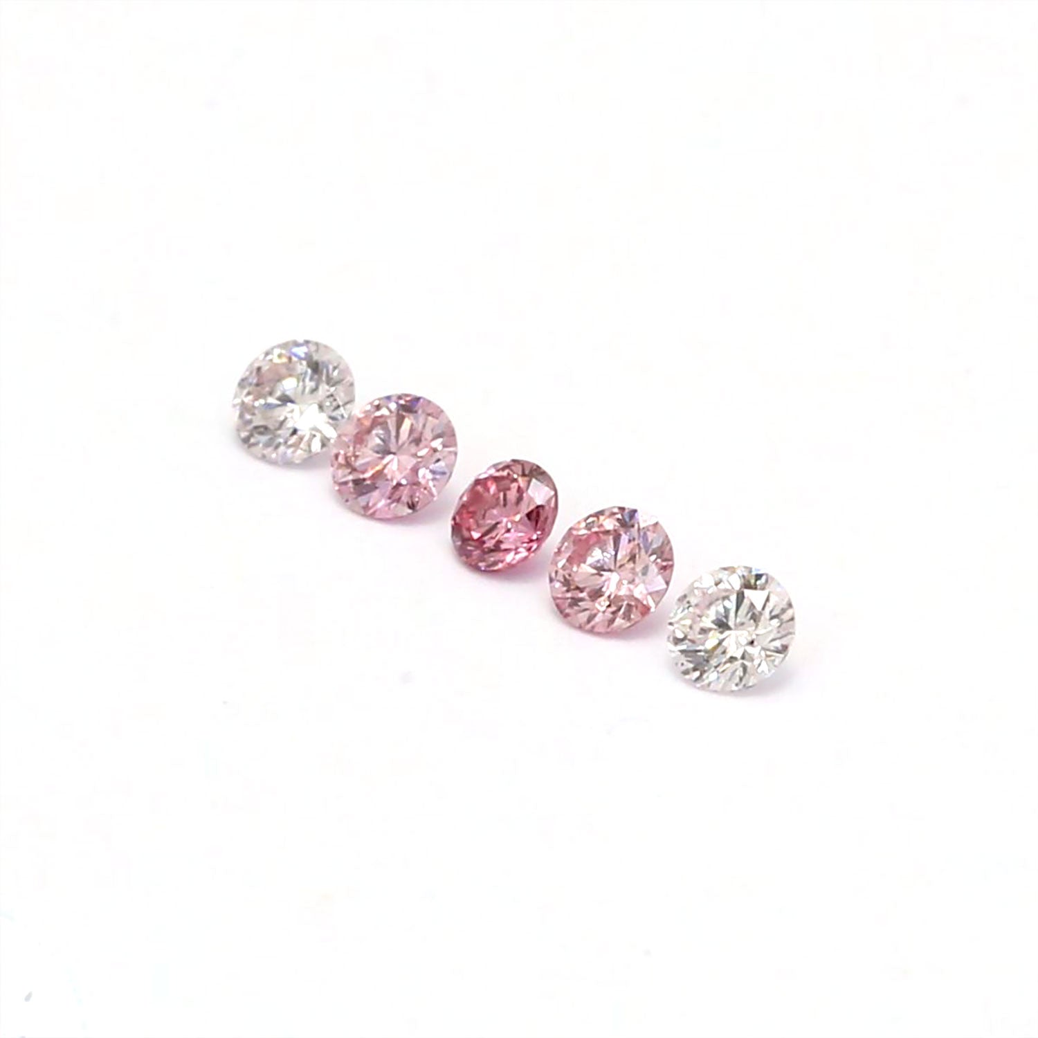 Pack of 5 Round Cut 0.20 Carat tw Argyle Authenticated Purplish Pink & Pink Diamonds
