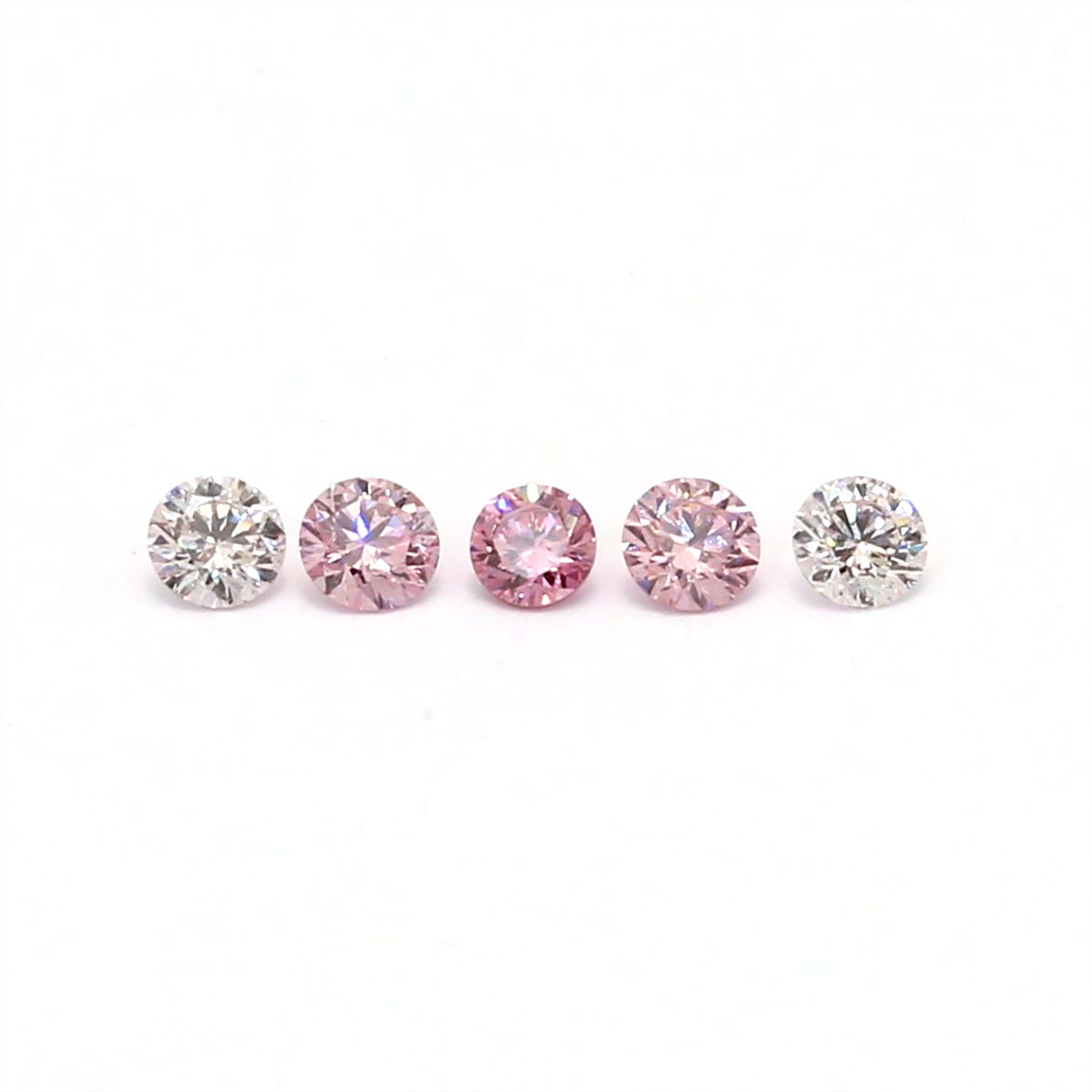 Pack of 5 Round Cut 0.20 Carat tw Argyle Authenticated Purplish Pink & Pink Diamonds