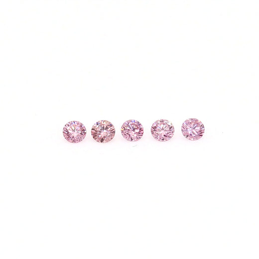 Pack of 5 Round Cut 0.075 Carat tw Certified Argyle Purplish Pink Diamond