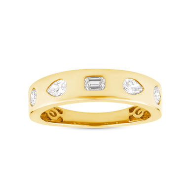 9ct Yellow Gold Round, Pear, & Emerald Cut 0.50 ctw Lab Grown Diamond Ring
