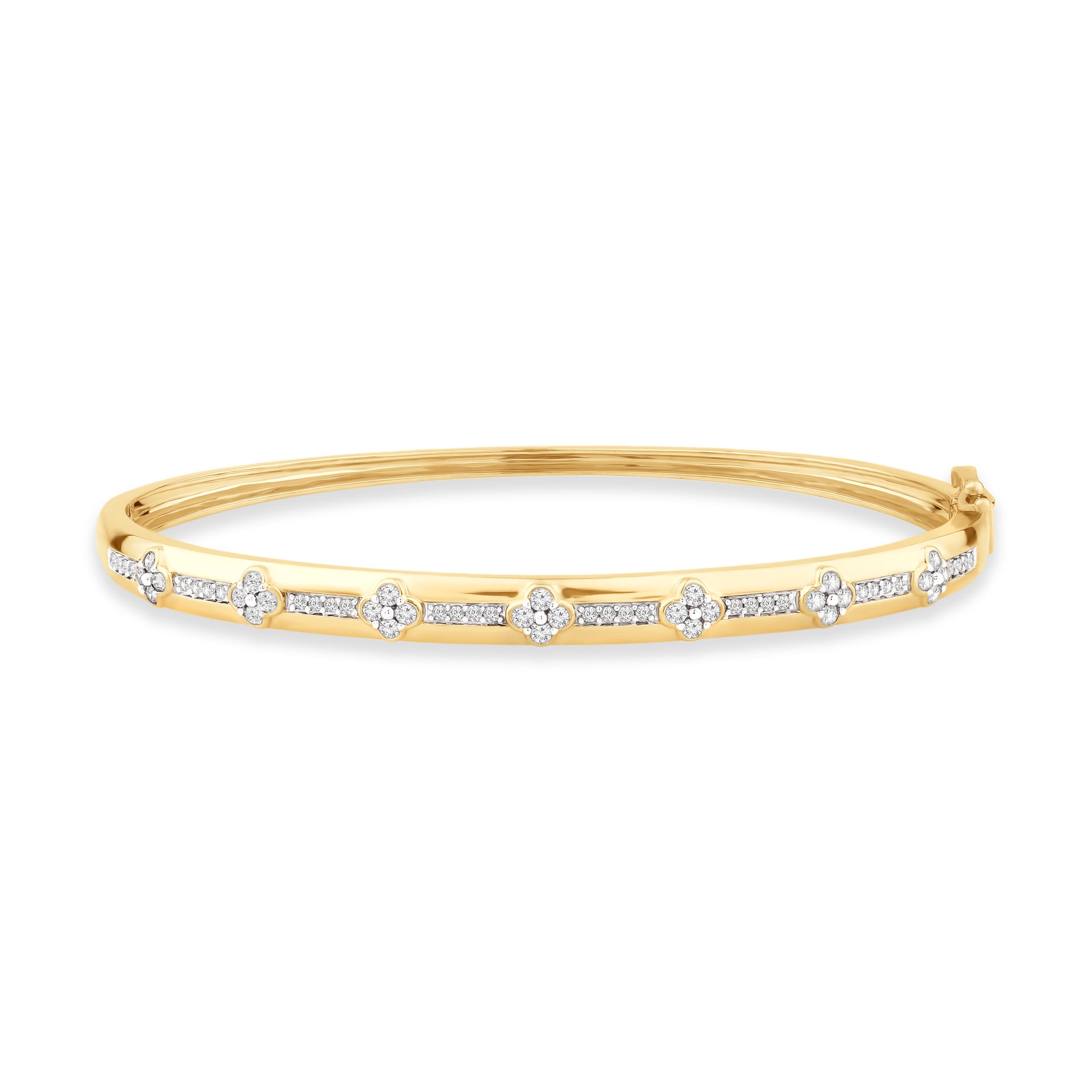 9ct Yellow Gold Round Cut 0.50 Carat tw of Diamonds Bangle