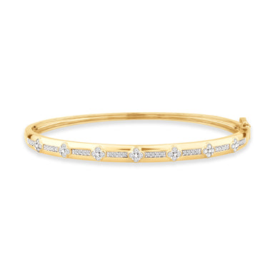 9ct Yellow Gold Round Cut 0.50 Carat tw of Diamonds Bangle
