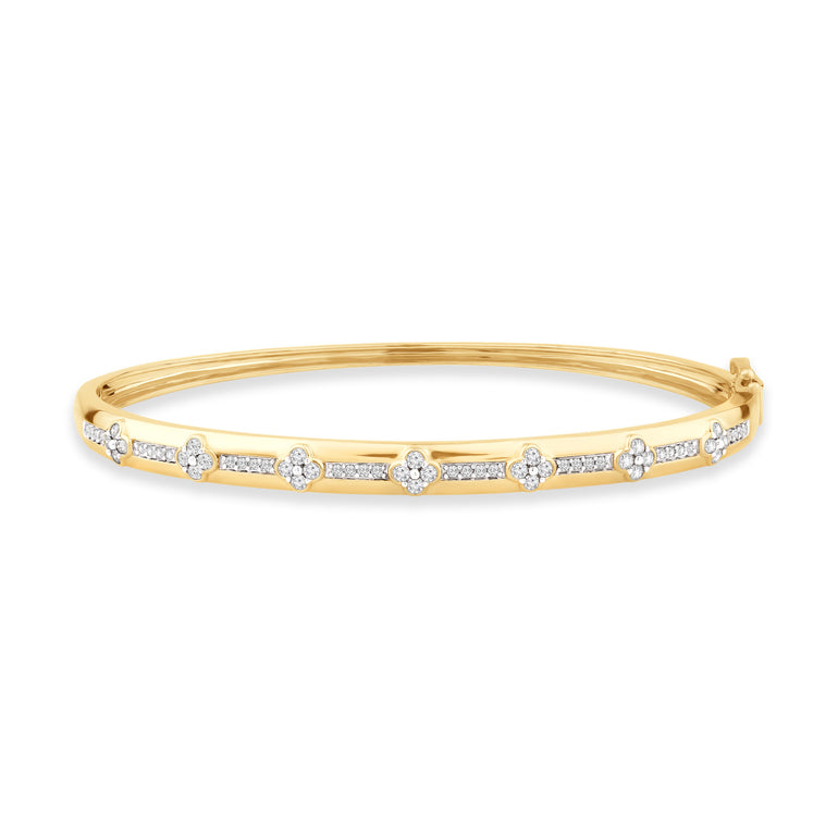 9ct Yellow Gold Round Cut 0.50 Carat tw of Diamonds Bangle