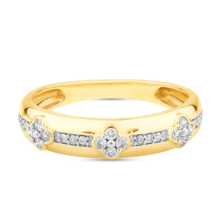 9ct Yellow Gold Round Cut 0.16 Carat tw of Diamonds Dress Ring