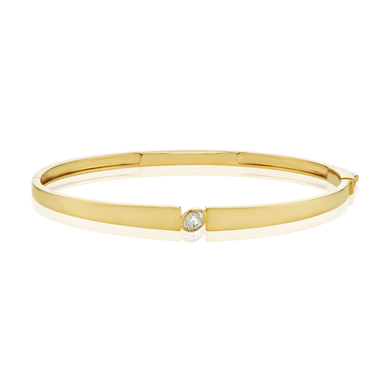 9ct Yellow Gold Oval Cut 0.20 ctw Diamond Bangle