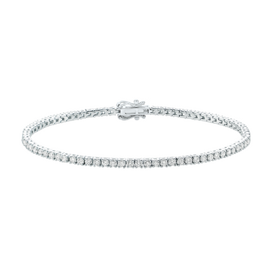 9ct White Gold Round Cut 3.00ctw Diamond Tennis Bracelet