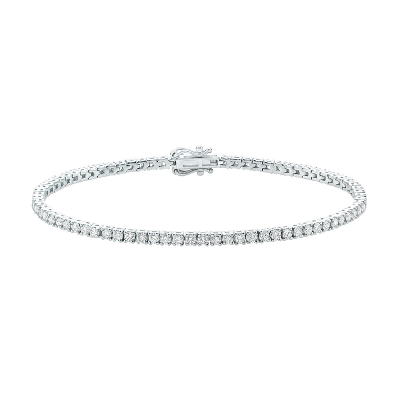 9ct White Gold Round Cut 3.00ctw Diamond Tennis Bracelet