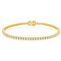 9ct Yellow Gold Round Cut 3.00 ctw Diamond Tennis Bracelet