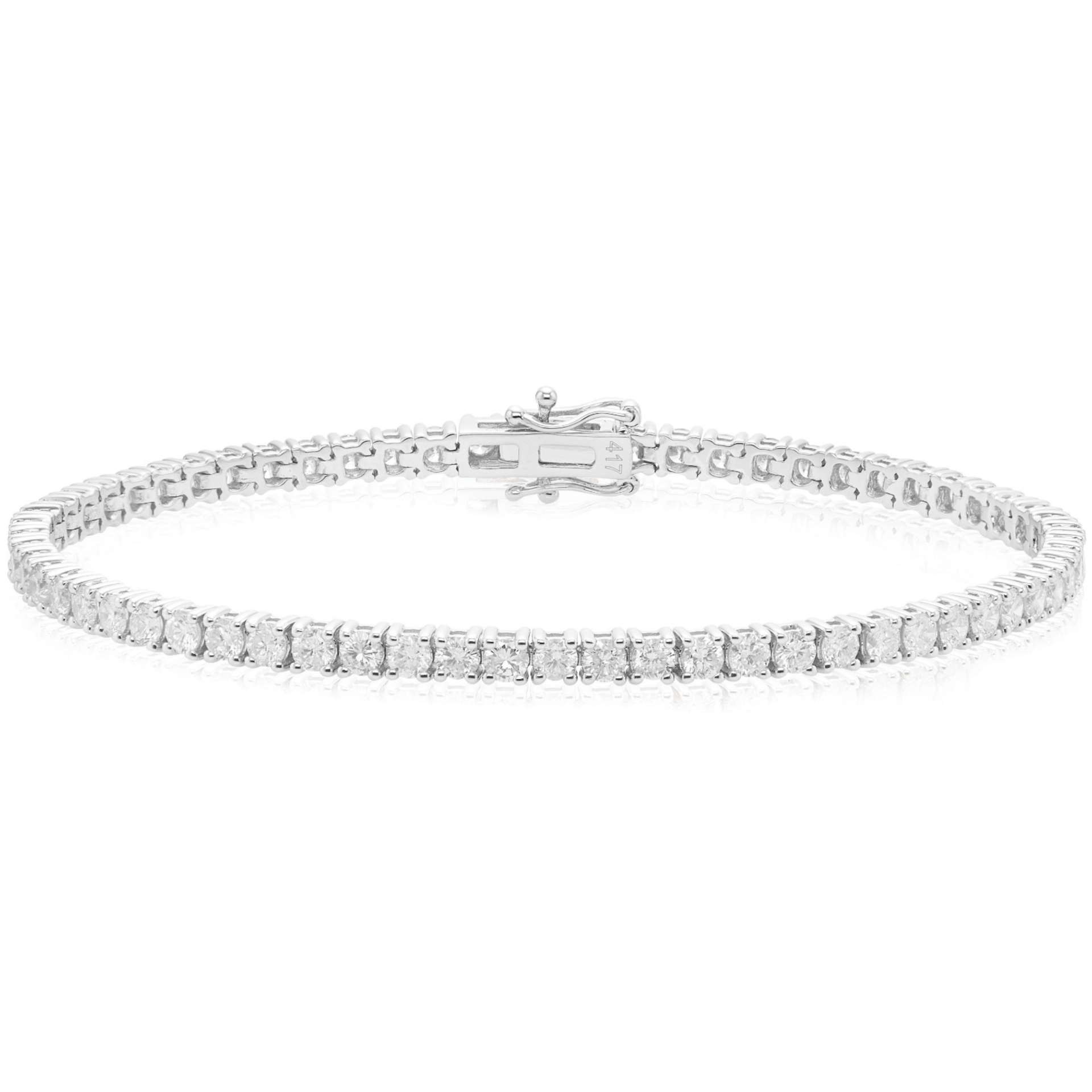 9ct White Gold Round Cut 4.00 ctw Diamond Tennis Bracelet