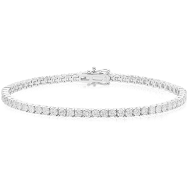 9ct White Gold Round Cut 4.00 ctw Diamond Tennis Bracelet