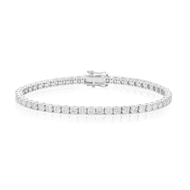 9ct White Gold Round Cut 6.00ctw Diamond Tennis Bracelet