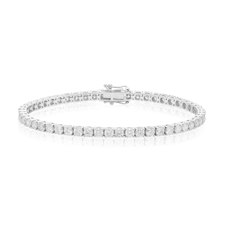 9ct White Gold Round Cut 6.00ctw Diamond Tennis Bracelet