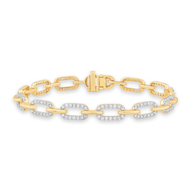 9ct Yellow Gold Brilliant Round Cut 2.00ctw Diamond Bracelet