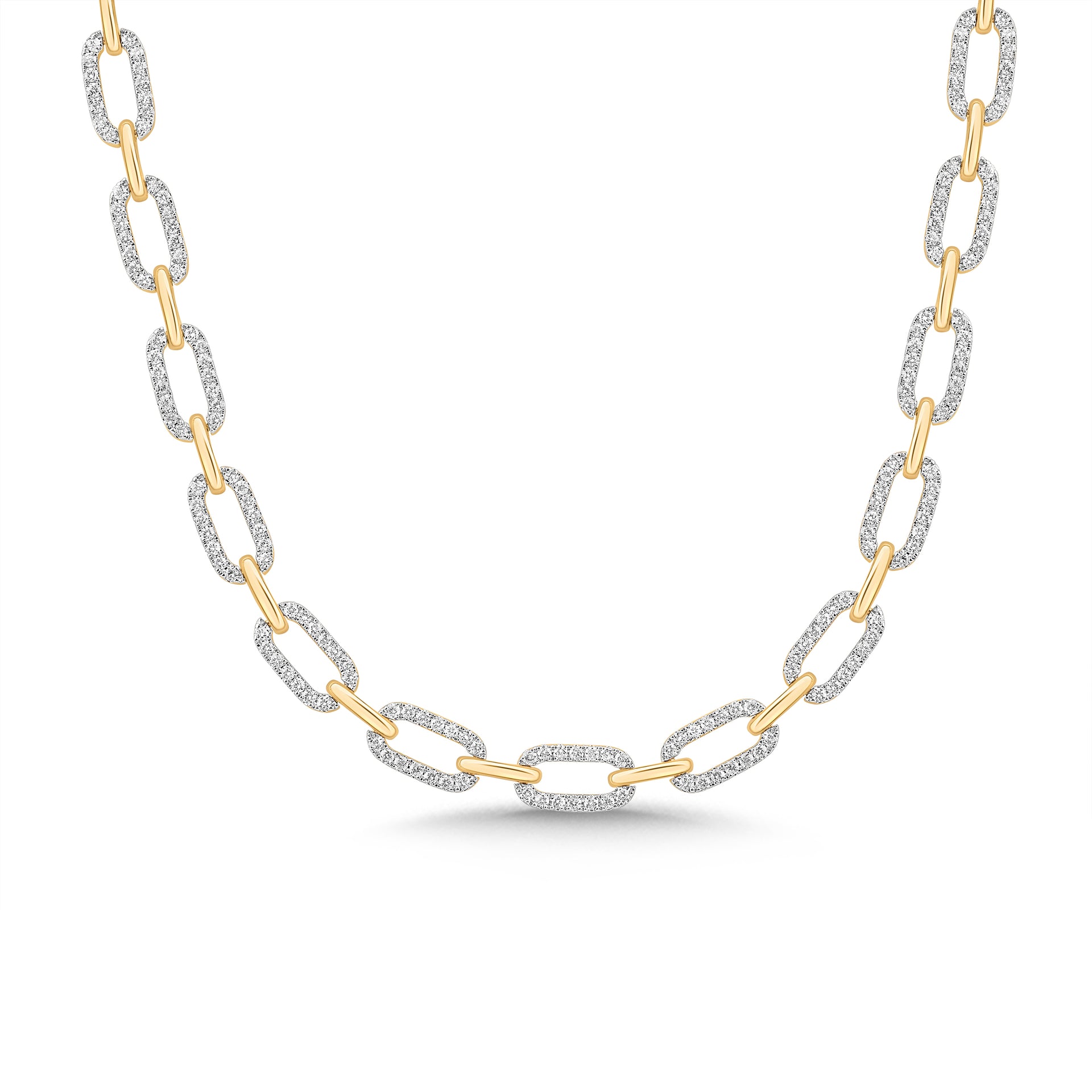 9ct Yellow Gold Brilliant Round Cut 4.00ctw Diamond Necklace