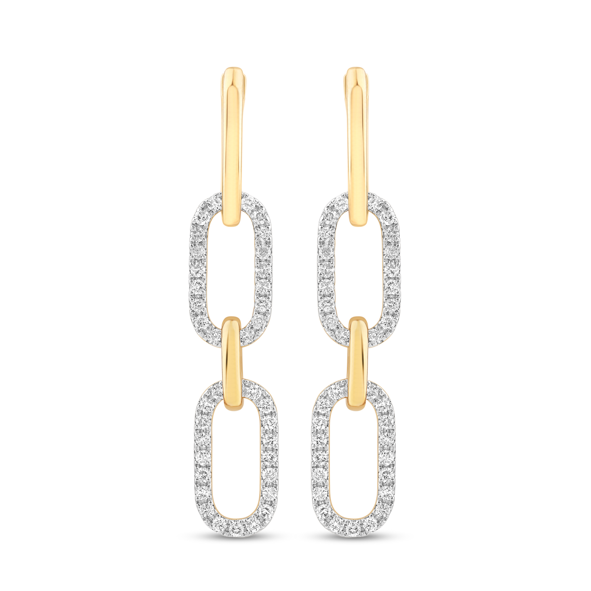 9ct Yellow Gold Brilliant Round Cut 0.75ctw Diamond Drop Earrings