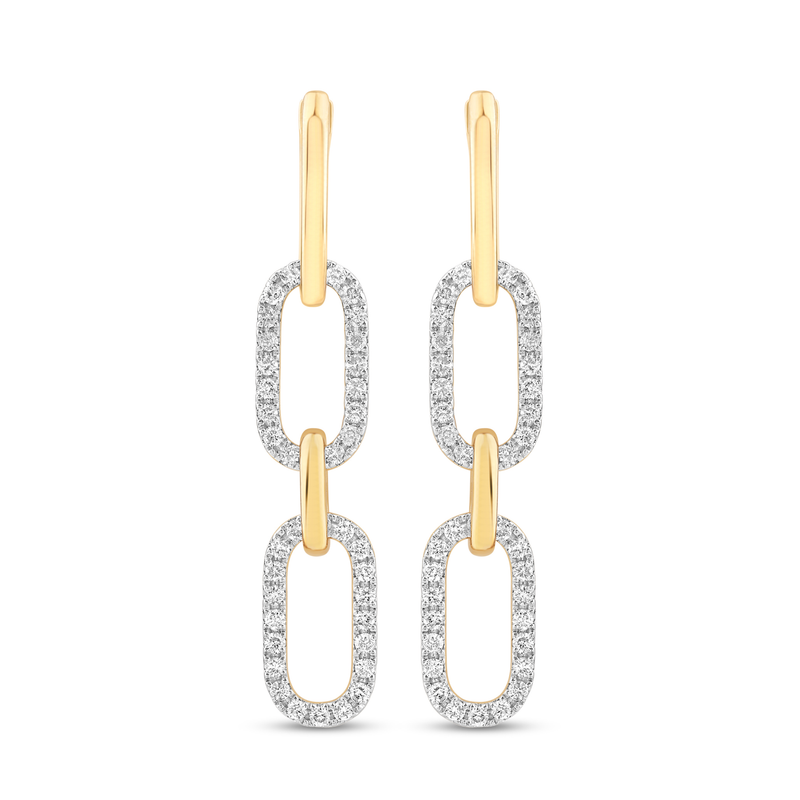 9ct Yellow Gold Brilliant Round Cut 0.75ctw Diamond Drop Earrings