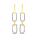 9ct Yellow Gold Brilliant Round Cut 0.75ctw Diamond Drop Earrings