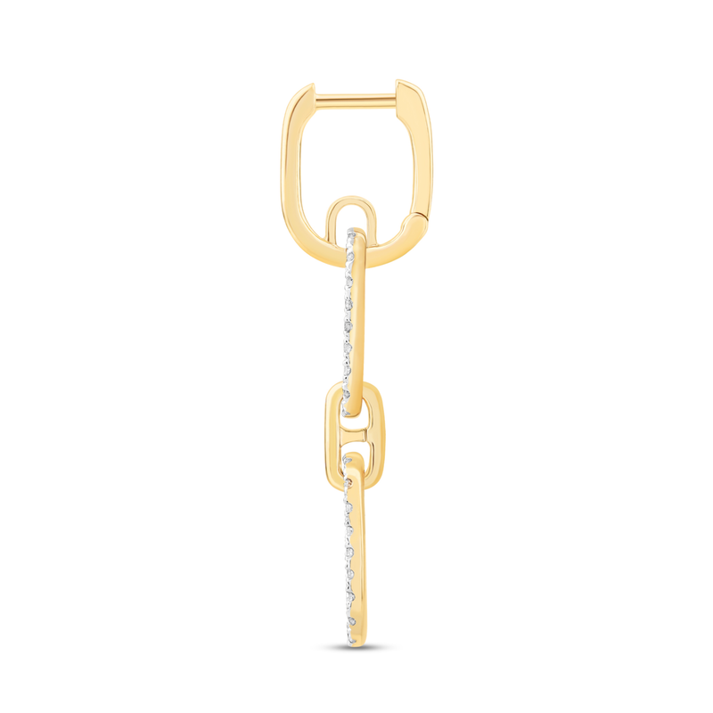 9ct Yellow Gold Brilliant Round Cut 0.75ctw Diamond Drop Earrings