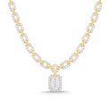 18ct Yellow Gold Emerald & Brilliant Round Cut 5.50ctw Lab Grown Certified Diamond Necklace