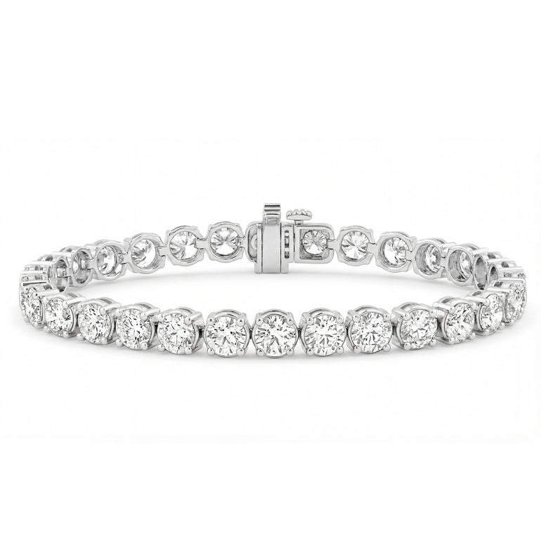 9ct White Gold Round Cut 15.00 ctw Lab Grown Diamond Tennis Bracelet