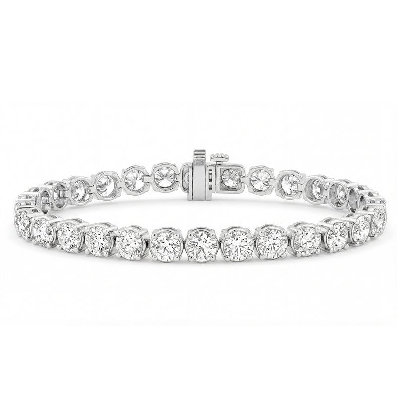 9ct White Gold Round Cut 15.00 ctw Lab Grown Diamond Tennis Bracelet