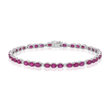 9ct White Gold Oval & Round Cut Ruby & Diamond Bracelet