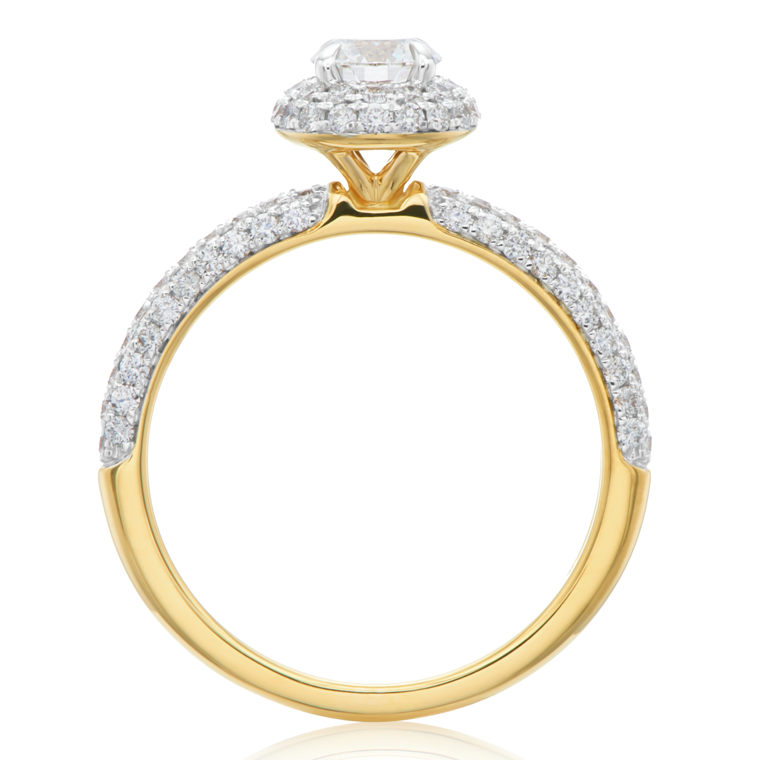 Halo 18ct Yellow Gold Round Cut 1.00 ctw GIA Certified Diamond Ring