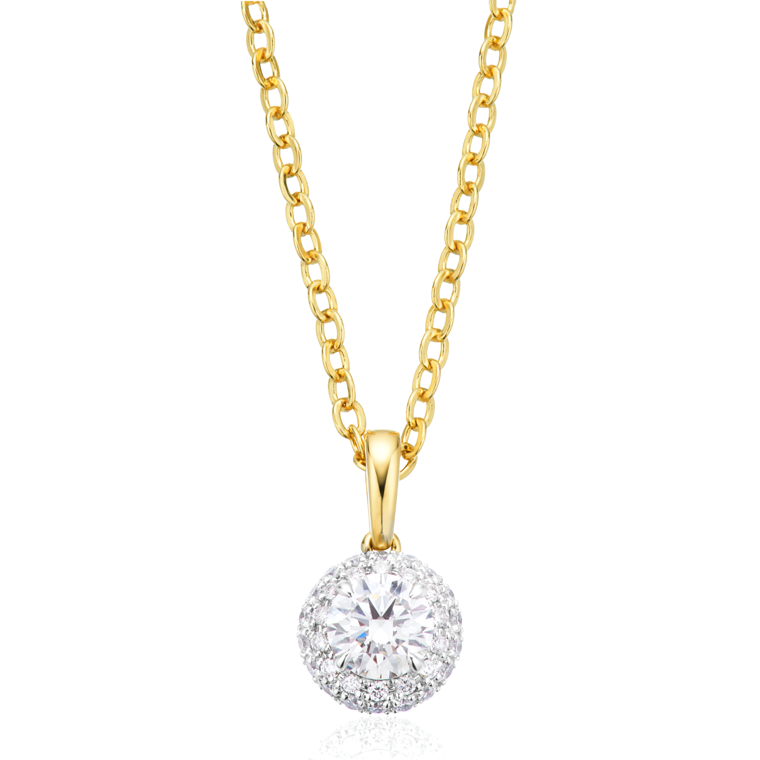 Halo 18ct Yellow Gold Round Cut 0.50 ctw Certified Diamond Pendant