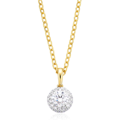 Halo 18ct Yellow Gold Round Cut 0.50 ctw Certified Diamond Pendant