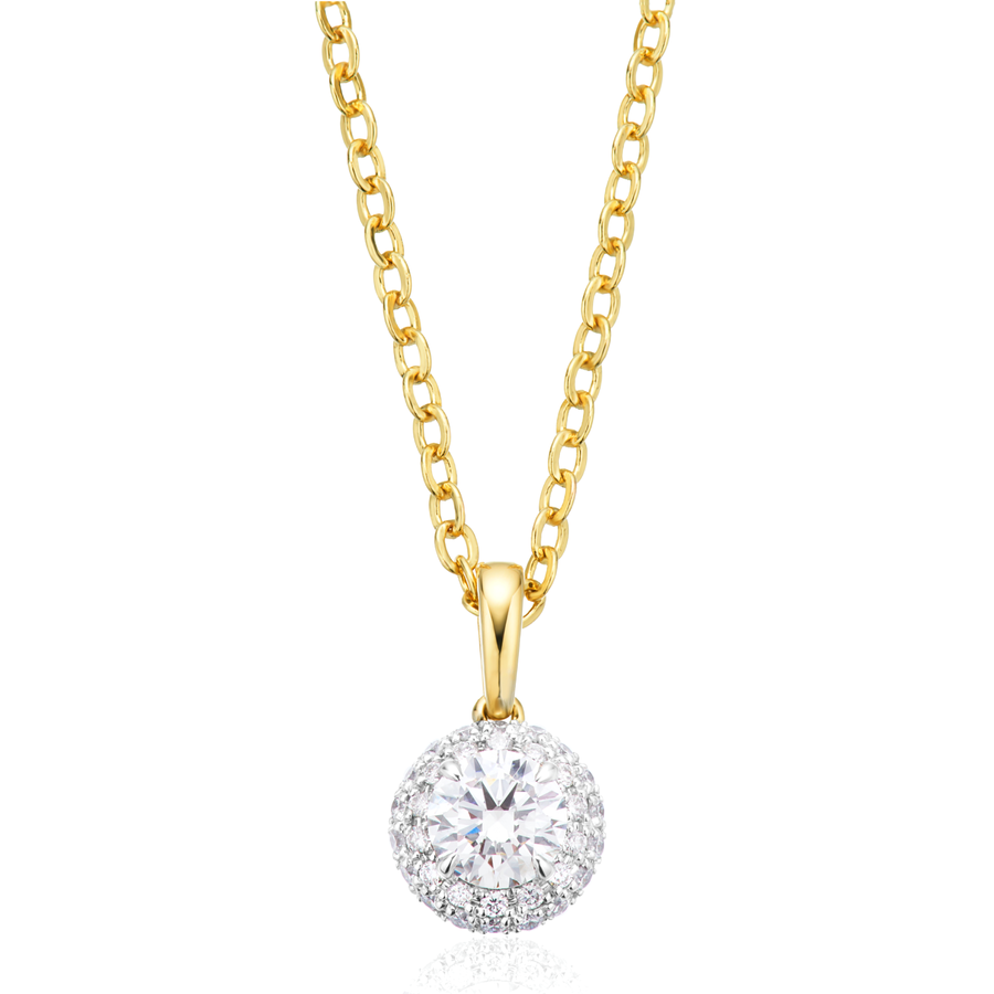 Halo 18ct Yellow Gold Round Cut 0.50 ctw Certified Diamond Pendant